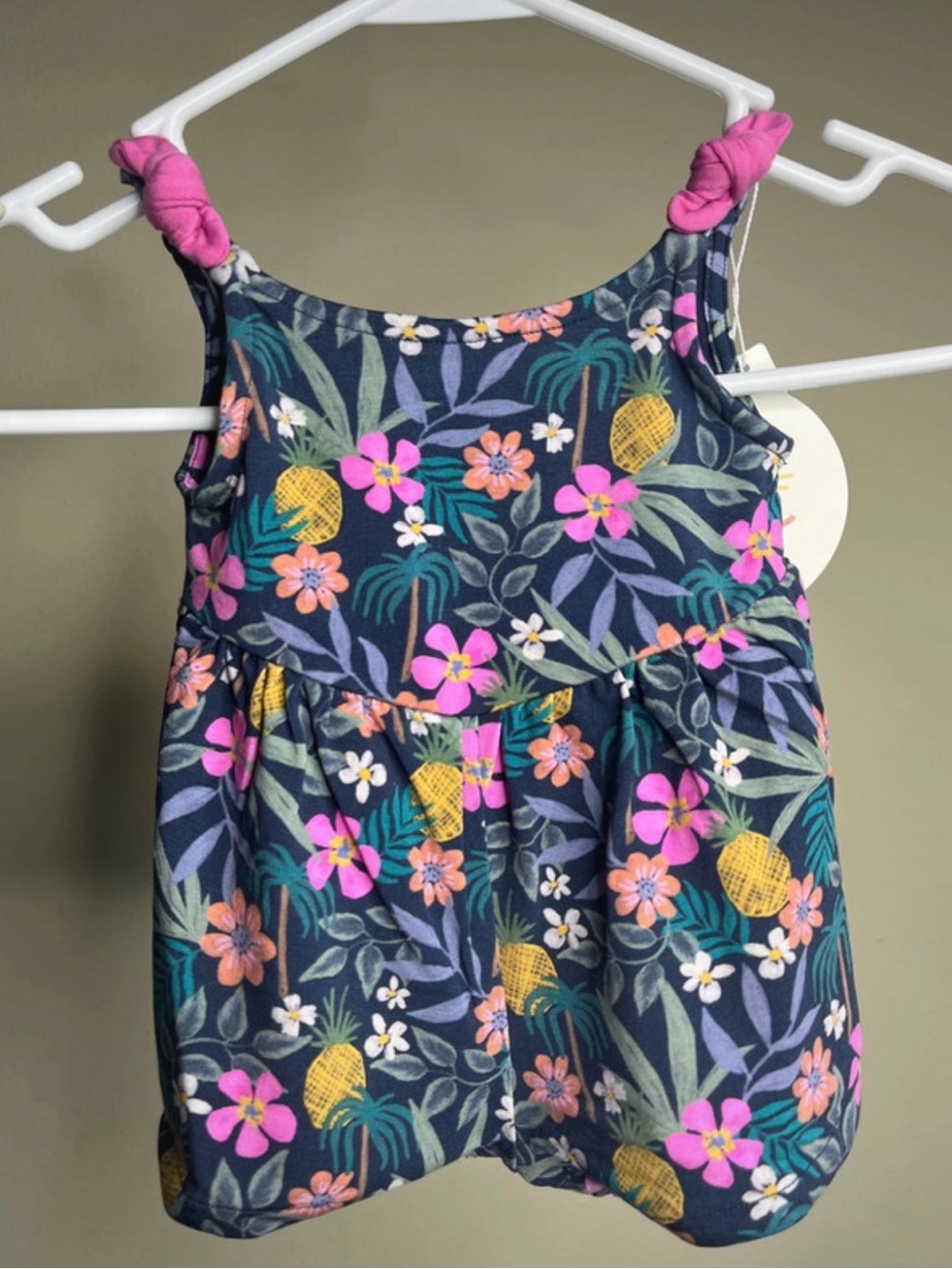 NWT Tropical Garden Baby Bow Strap Romper